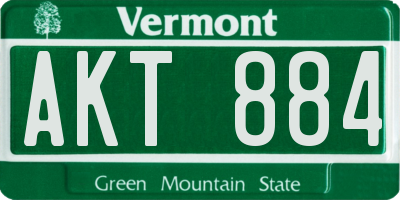 VT license plate AKT884