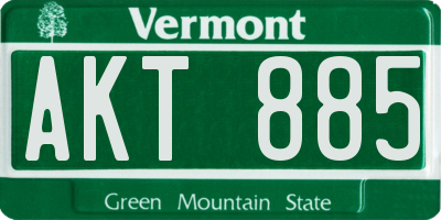 VT license plate AKT885