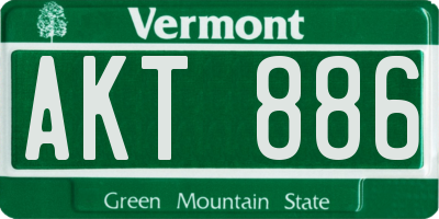 VT license plate AKT886