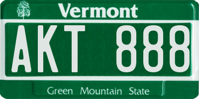 VT license plate AKT888