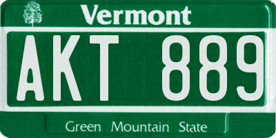 VT license plate AKT889