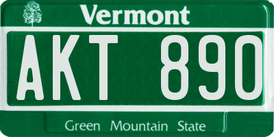 VT license plate AKT890