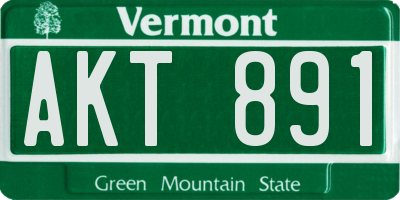 VT license plate AKT891