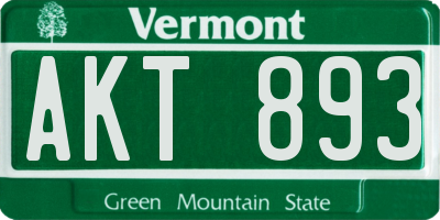 VT license plate AKT893