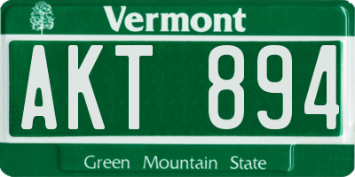 VT license plate AKT894