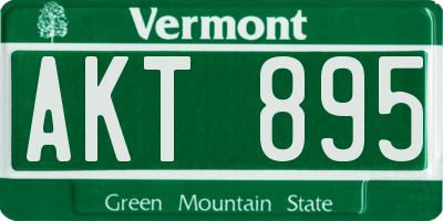 VT license plate AKT895
