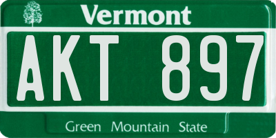VT license plate AKT897