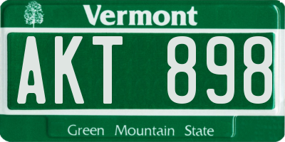VT license plate AKT898