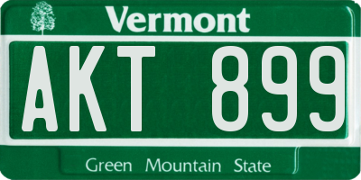 VT license plate AKT899