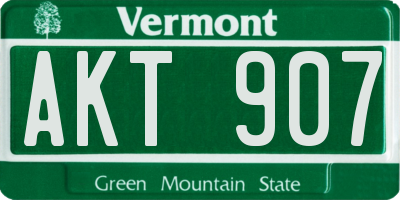VT license plate AKT907