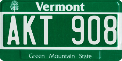 VT license plate AKT908