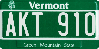 VT license plate AKT910