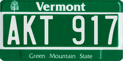 VT license plate AKT917
