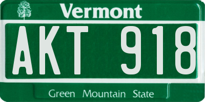 VT license plate AKT918