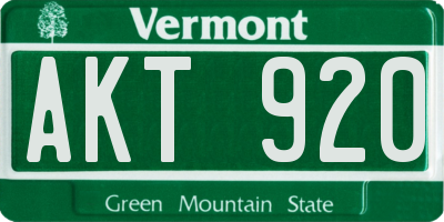 VT license plate AKT920