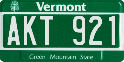 VT license plate AKT921