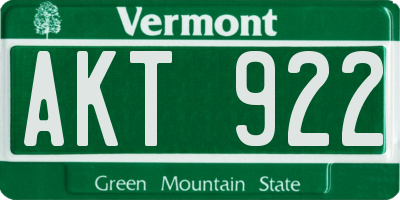 VT license plate AKT922