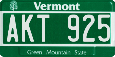 VT license plate AKT925