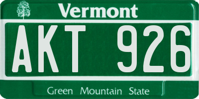VT license plate AKT926