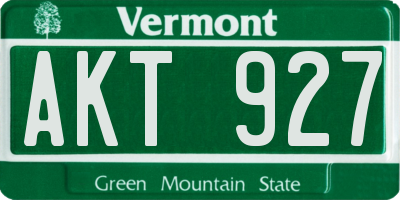 VT license plate AKT927
