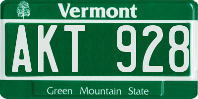 VT license plate AKT928