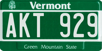 VT license plate AKT929