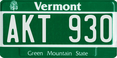 VT license plate AKT930