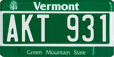 VT license plate AKT931