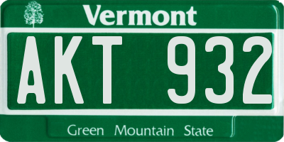 VT license plate AKT932