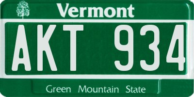 VT license plate AKT934