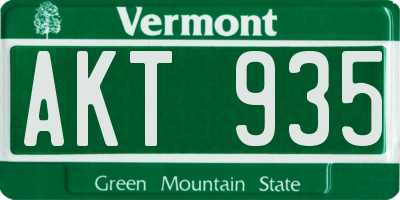 VT license plate AKT935