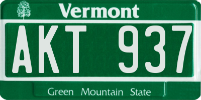 VT license plate AKT937