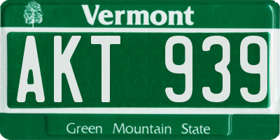 VT license plate AKT939