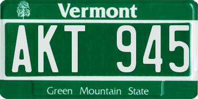 VT license plate AKT945