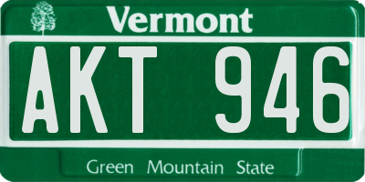 VT license plate AKT946