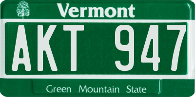 VT license plate AKT947