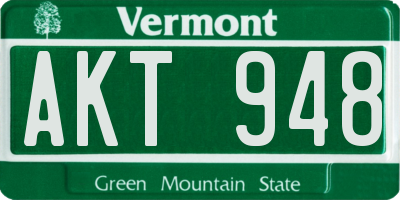 VT license plate AKT948