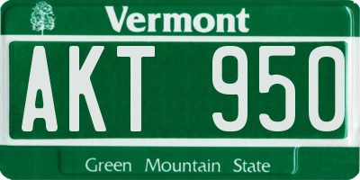 VT license plate AKT950