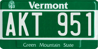 VT license plate AKT951