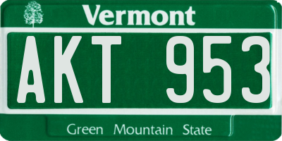 VT license plate AKT953