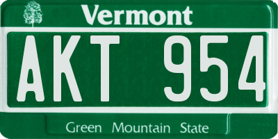 VT license plate AKT954