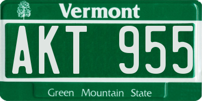 VT license plate AKT955