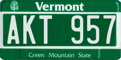 VT license plate AKT957