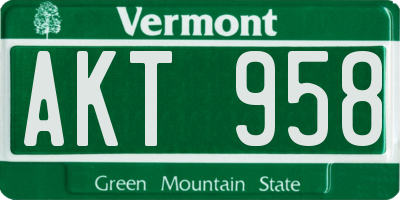 VT license plate AKT958