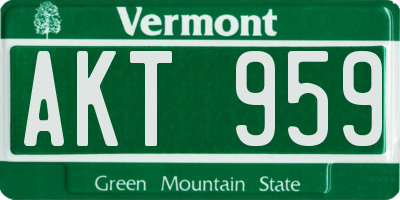 VT license plate AKT959
