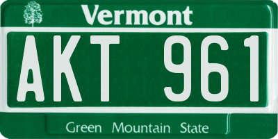 VT license plate AKT961