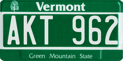 VT license plate AKT962