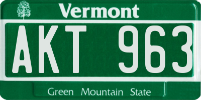 VT license plate AKT963