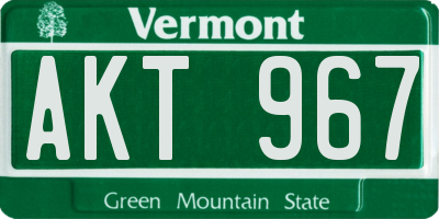 VT license plate AKT967