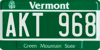VT license plate AKT968